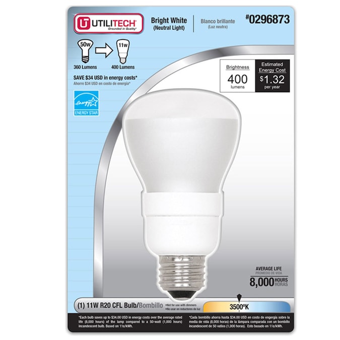 Utilitech 50 W Equivalent Bright White R20 Cfl Flood Light