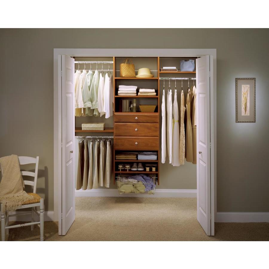 Easy Track 5-ft W x 7-ft H Cherry Solid Shelving Wood Closet System at ...