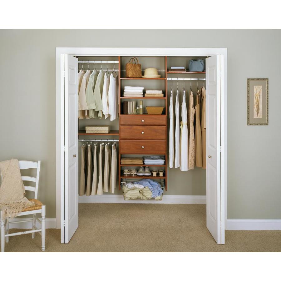 Easy Track 8-ft W x 7-ft H Cherry Solid Shelving Wood Closet System at ...