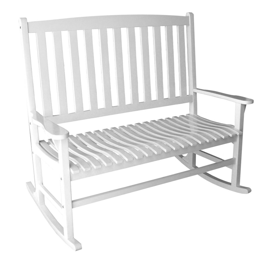 White Wood Slat Seat Outdoor Rocking Chair At 