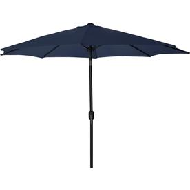Patio Umbrellas At Lowes Jordan Manufacturing Navy Market 9 Ft Push On Tilt Octagon Patio Umbrella With Black