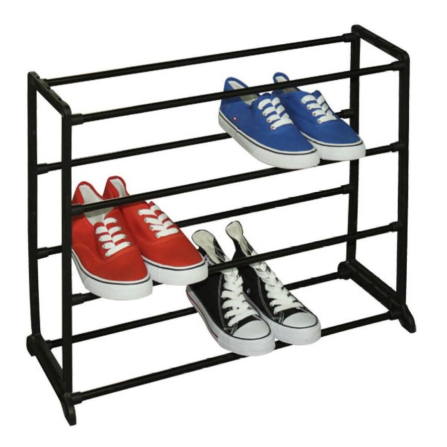 Home Basics 40 Pair Plastic Non Woven Wood Shoe Rack In The Shoe Storage Department At Lowes Com