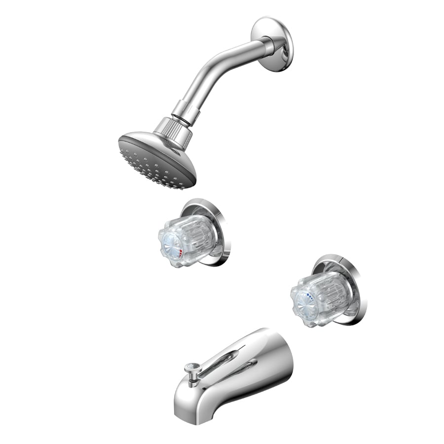 Project Source Chrome 2-Handle Bathtub and Shower Faucet with Single