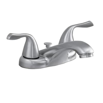 Aquasource Brushed Nickel 2 Handle 4 In Centerset Bathroom Faucet