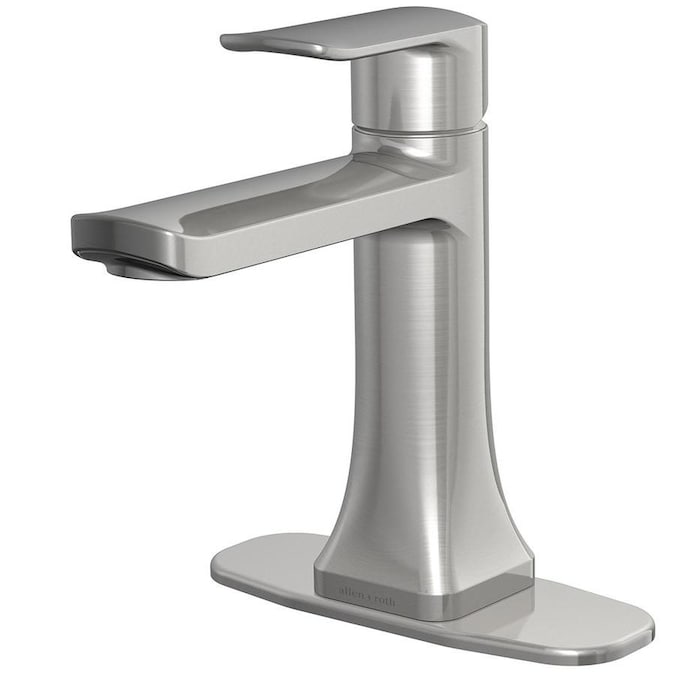 allen roth dunmore brushed nickel 1 handle single hole 4 in centerset watersense bathroom sink faucet with drain and deck plate