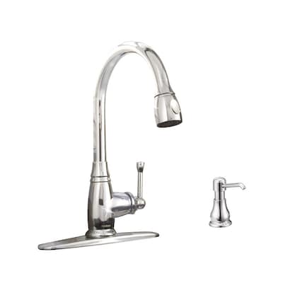 Aquasource Chrome 1 Handle Pull Down Deck Mount Kitchen Faucet At