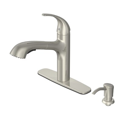 Aquasource Brushed Nickel 1 Handle Deck Mount Pull Out Kitchen