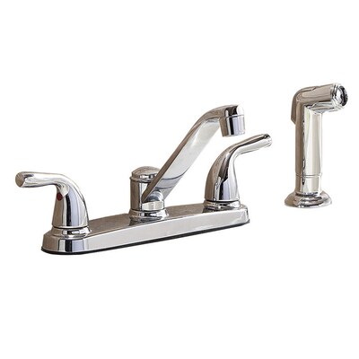 Aquasource Chrome 2 Handle Low Arc Kitchen Faucet With Side Spray