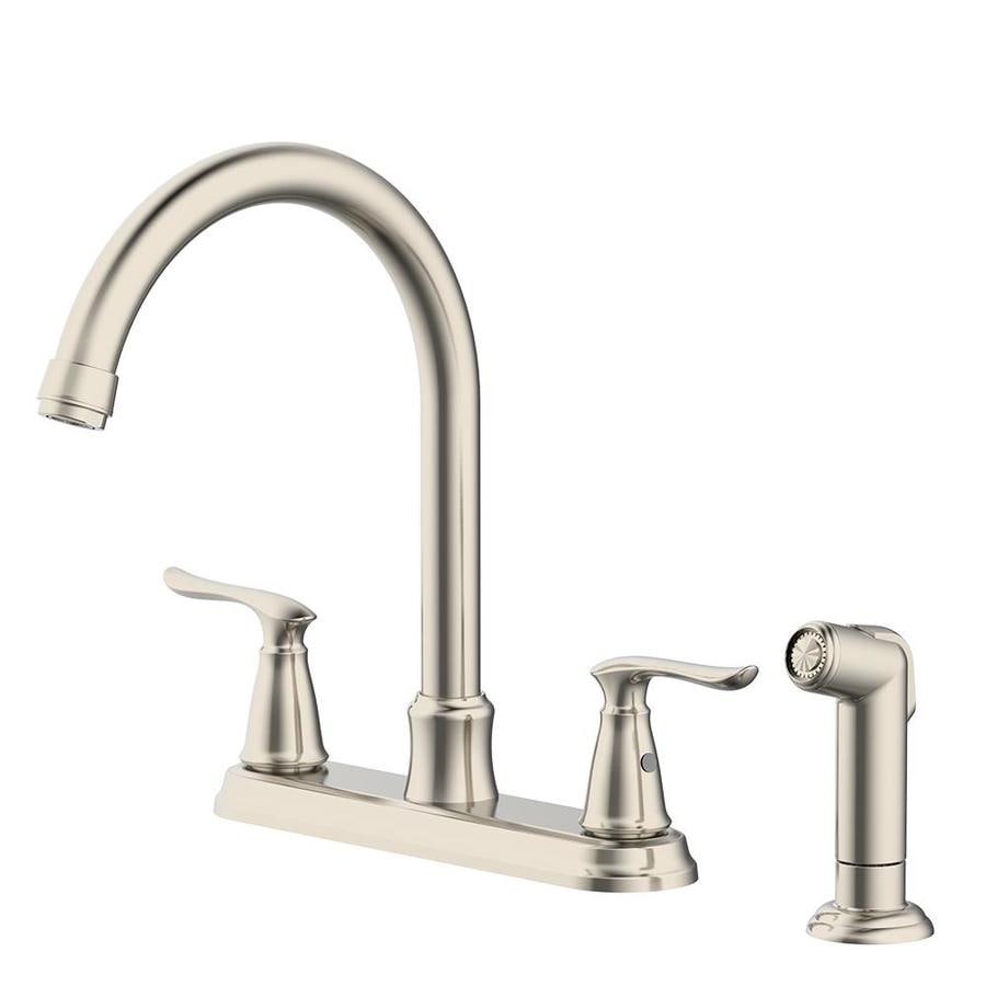 Project Source 2-Handle Deck Mount High-Arc Handle Kitchen Faucet with ...