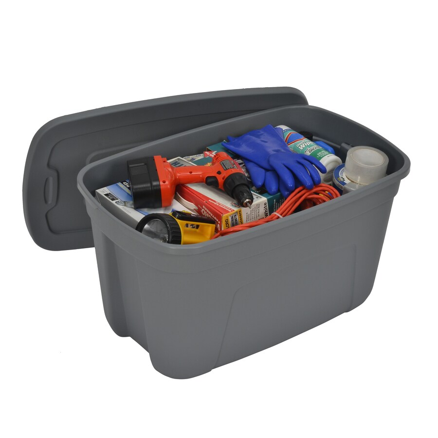 Style Selections 30-Gallon (120-Quart) Gray Tote with Standard Snap Lid