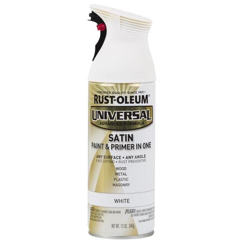 RustOleum Universal Satin White Spray Paint and Primer In One (Actual Net Contents 12oz) in