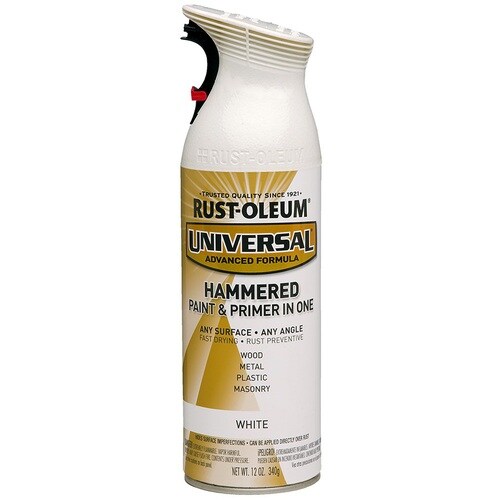 RustOleum Universal Gloss White Hammered Spray Paint and Primer In One