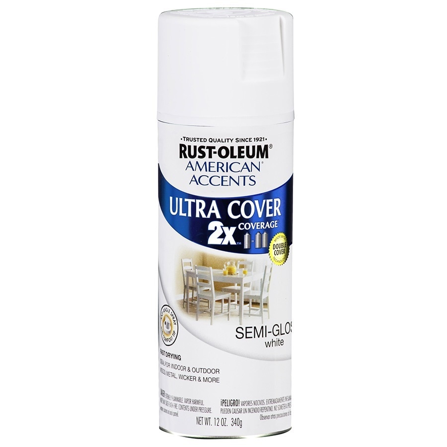 Rust-Oleum 257402 Spray Paint, White, Semi-Gloss, 12 oz.
