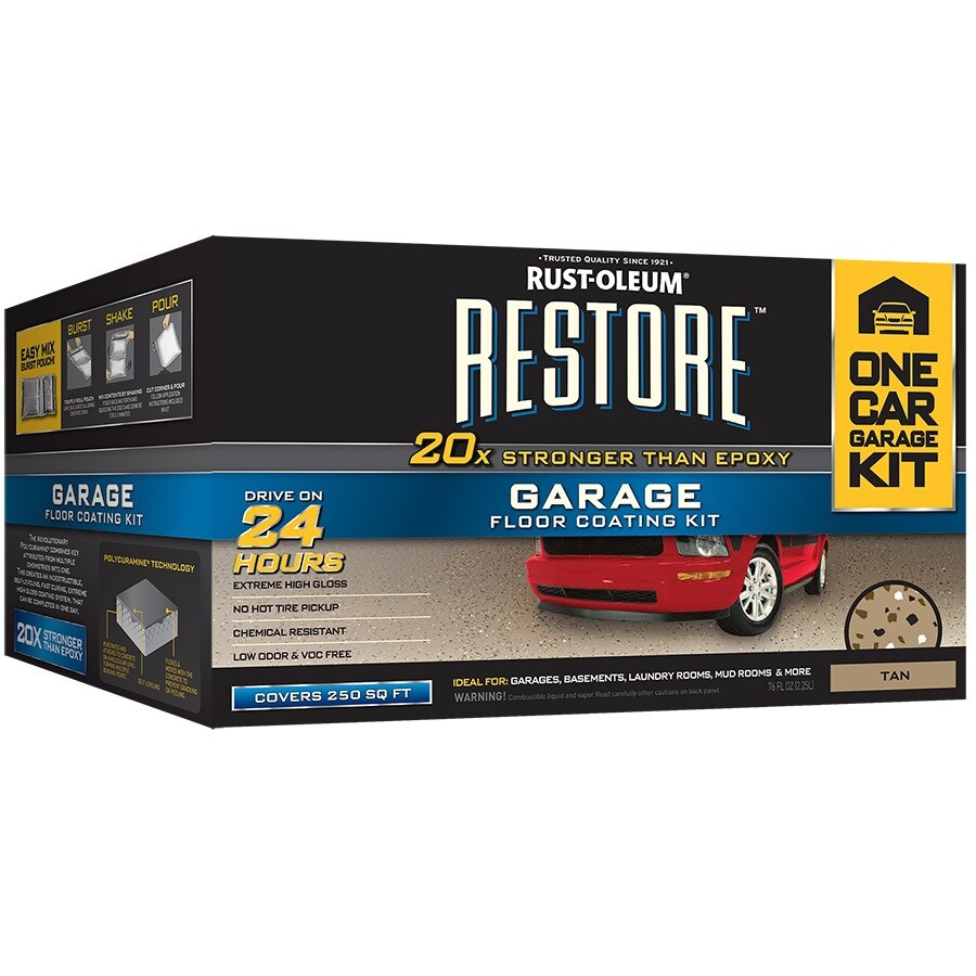 Rust Oleum Restore 2 Part Tan Gloss Garage Floor Epoxy Kit Actual