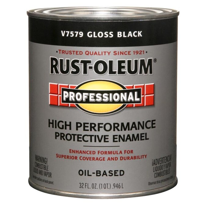 Rust-Oleum Professional Oil-Based Gloss Black Interior/Exterior Black Oil Based Paint For Metal