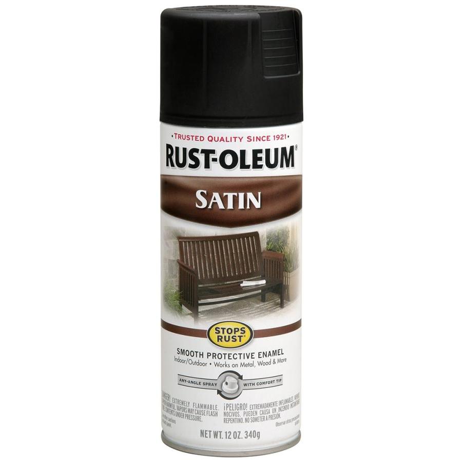 Rust Oleum Black Stops Rust Satin Enamel Spray Paint - 12 oz