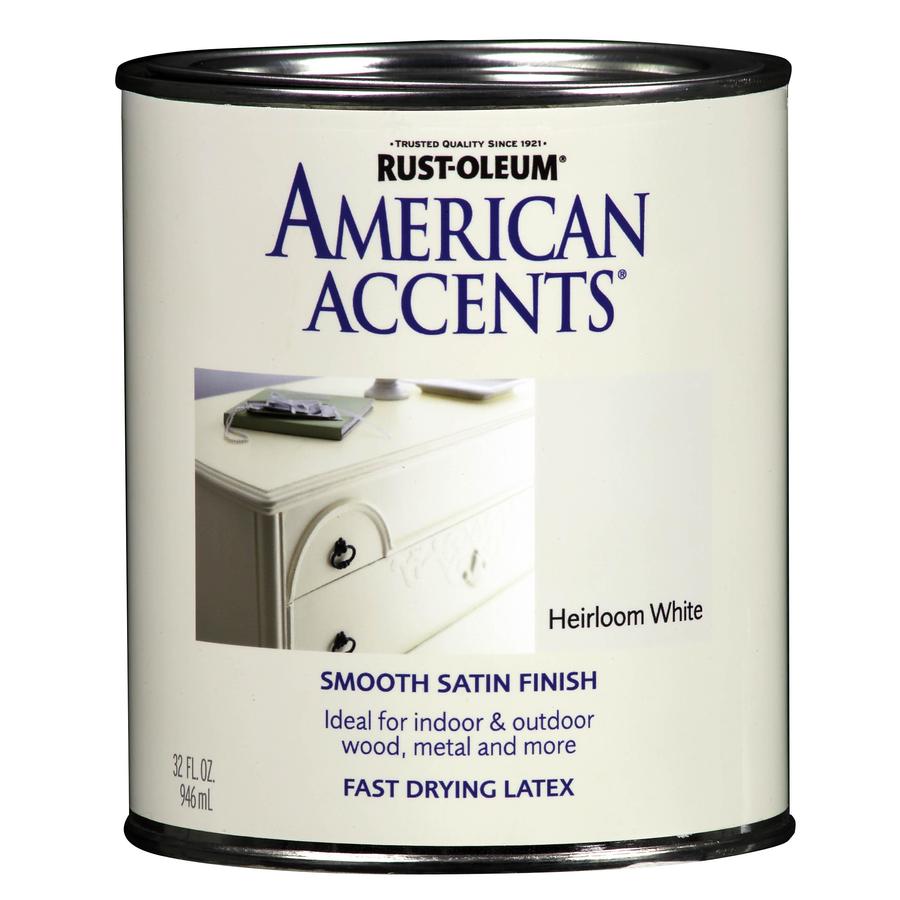 Rust-Oleum American Accents 7921504 Quart Interior/Exterior Satin Heirloom White Paint