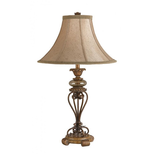 31-in Antique Gold Table Lamp with Fabric Shade in the Table Lamps ...