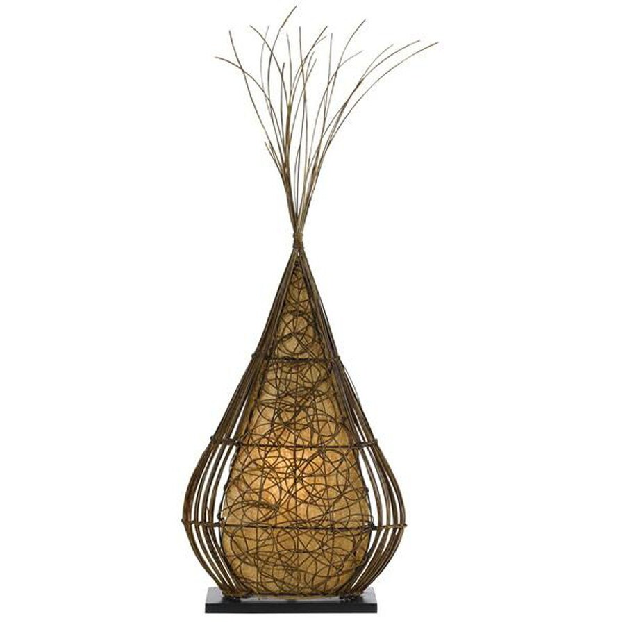 Axis 40-in 3-Way Switch Rattan Indoor Floor Lamp with Fabric Shade