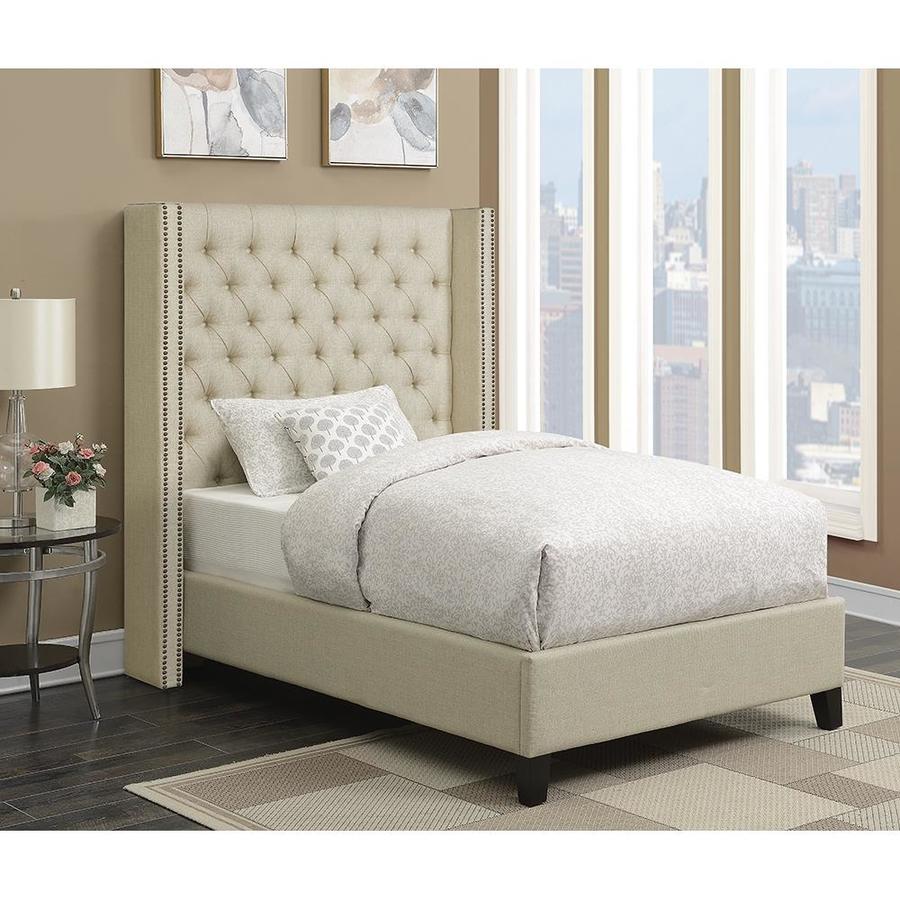 Scott Living Benicia Beige King Upholstered Bed in the Beds department