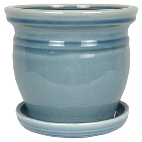 Pots Planters At Lowes Pennington 10 04 In W X 9 06 H Blue Ceramic Nantucket Planter