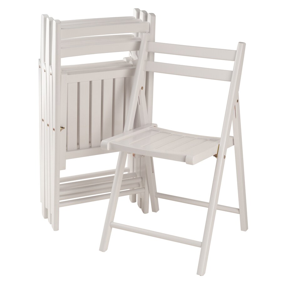 Winsome Wood Indoor White Wood Slat Standard Folding Chair ...