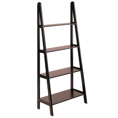 Winsome Wood Avalon Dark Espresso Wood 4 Shelf Ladder Bookcase At