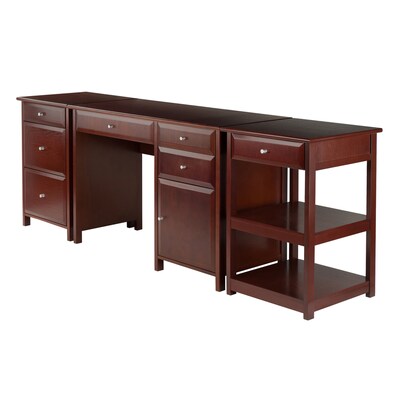 Winsome Wood Delta 3 Piece Walnut Transitional Home Office