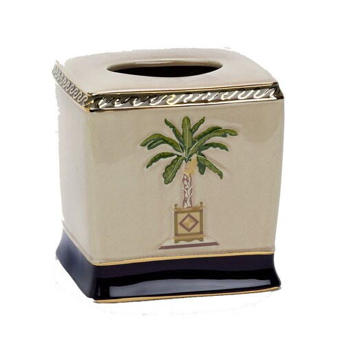 Avanti Banana Palm Linen Ceramic Facial Tissue Holder at