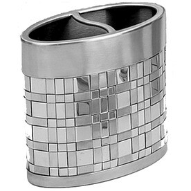 Toothbrush Holders Tumblers At Lowes Avanti Basketweave Silver Stainless Steel Toothbrush Holder