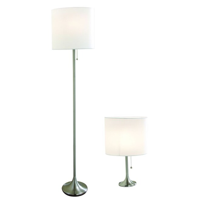 Style Selections 2 Piece Silver Lamp Set With Fabric Shades In The Sets Department At Com Style Selections 2 Piece Silver Lamp, Style Selections Lamp