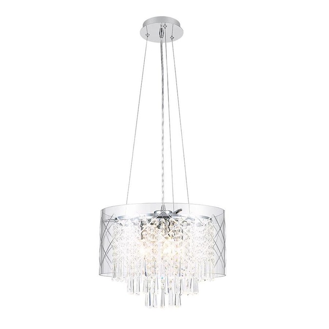 Style Selections Royalston Chrome Multi-Light Modern//Contemporary Crystal Drum Pendant