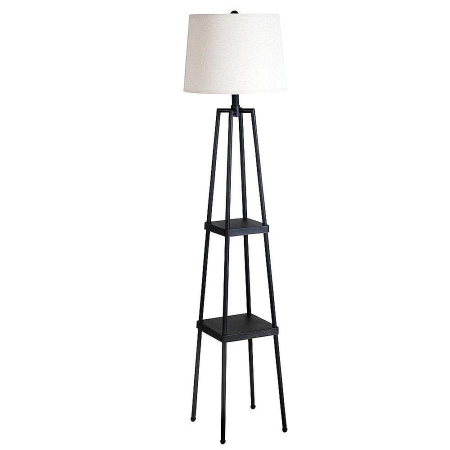 Catalina 58-in Distressed Iron 3-way Shelf Table Floor Lamp with Linen