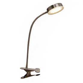 Style Selections 13.25-in Adjustable Stainless Steel LED Clip-On Clip Desk Lamp with Metal Shade