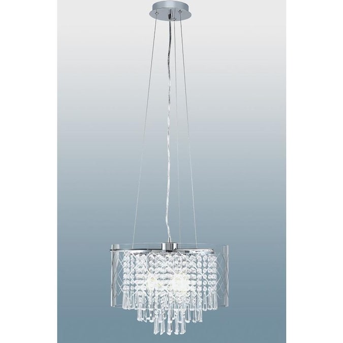 Style Selections Royalston Chrome Multi-Light Modern//Contemporary Crystal Drum Pendant