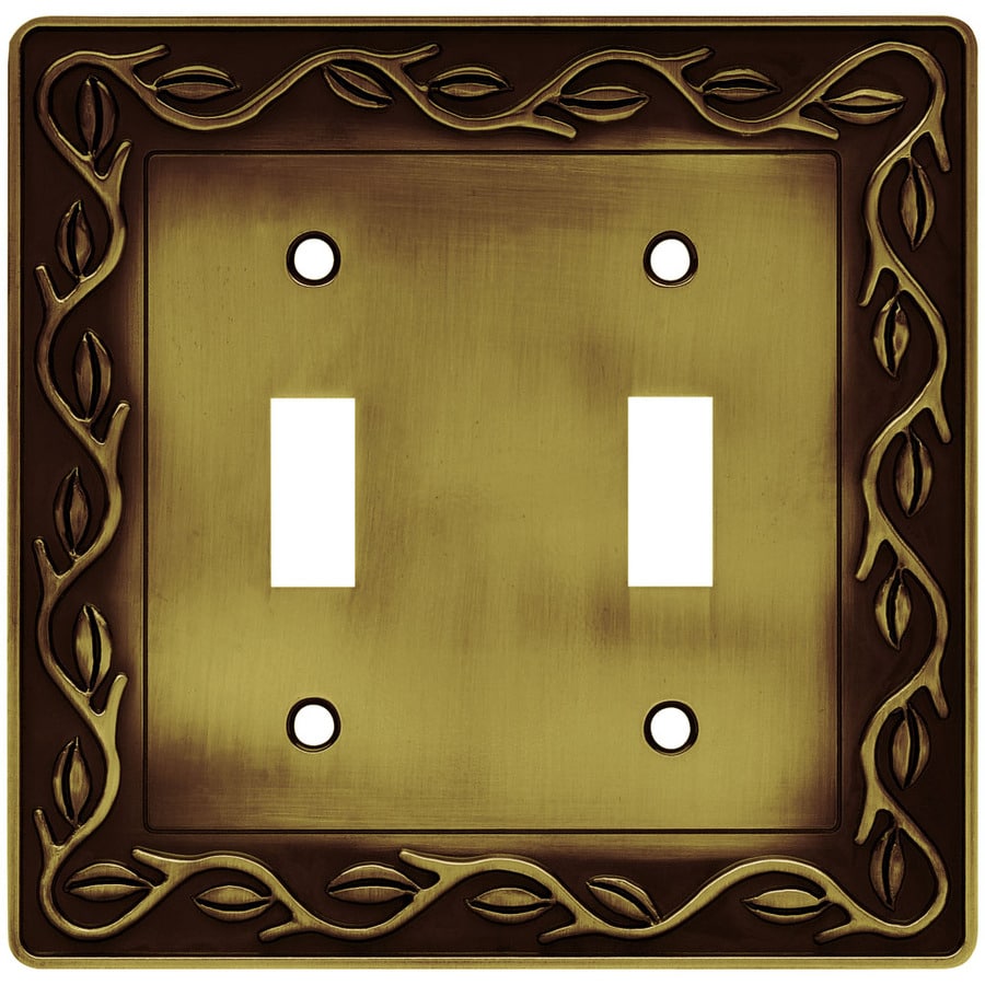 Brainerd 2 Gang Tumbled Antique Brass Toggle Wall Plate