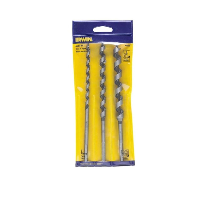 IRWIN 49999SM 3-Piece x 7-1/2-in Woodboring Auger Drill Bit Set