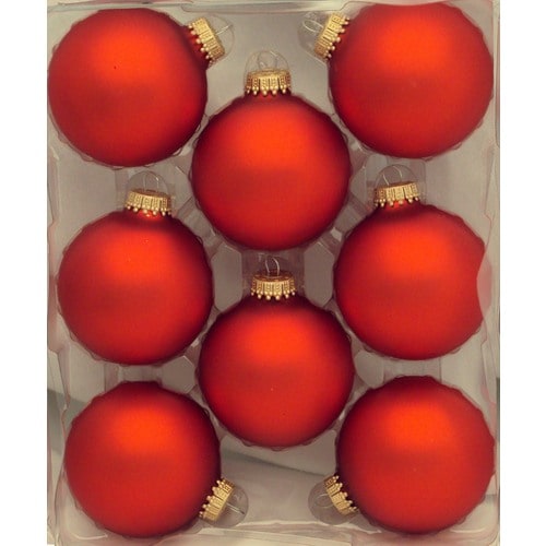 Holiday Living 8-Pack Matte Red Ball Glass Ornaments in the Christmas ...