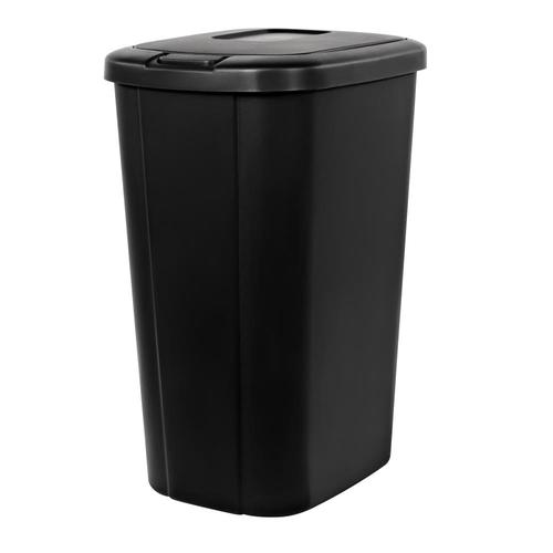 Home Logic 13-Gallon Black Plastic Trash Can with Lid in the Trash Cans ...