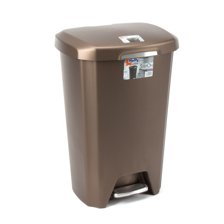 Hefty 12.3-Gallon Bronze Plastic Touchless Trash Can with Lid in the ...