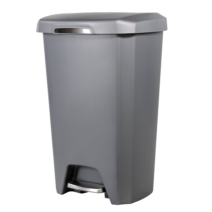 Hefty 12.25-Gallon Gunmetal Plastic Touchless Trash Can with Lid in the ...