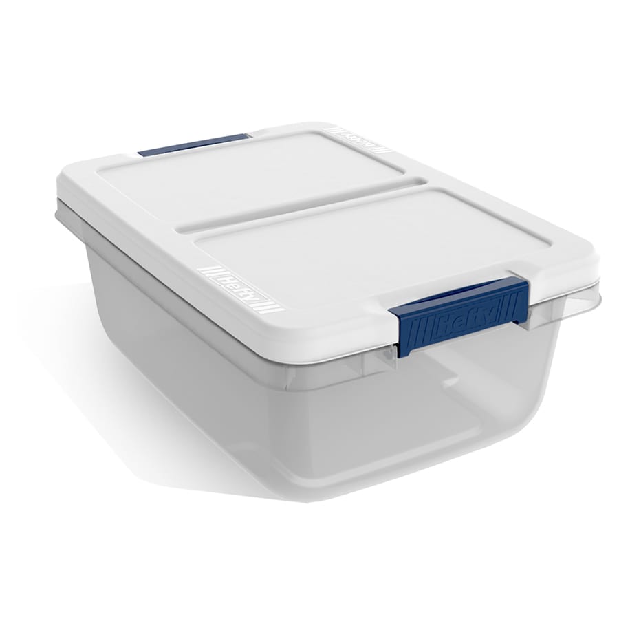 Hefty Small 1.625-Gallons (6.5-Quart) Clear Base with White Lid Tote with  Latching Lid