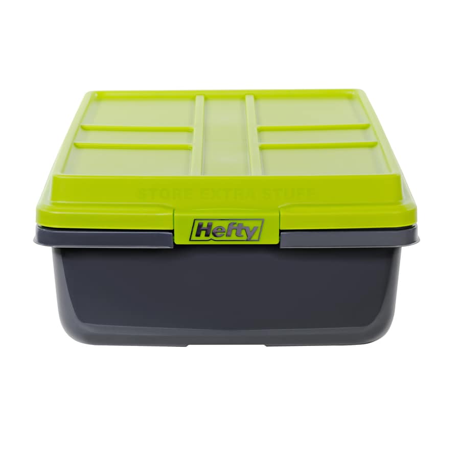 Hefty HI-Rise Large 18-Gallons (72-Quart) Grey/Green Weatherproof Heavy Duty  Tote with Latching Lid in the Plastic Storage Containers department at