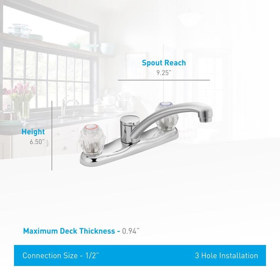 Moen Chateau Chrome 2-Handle Deck-Mount Low-Arc Handle Kitchen Faucet ...