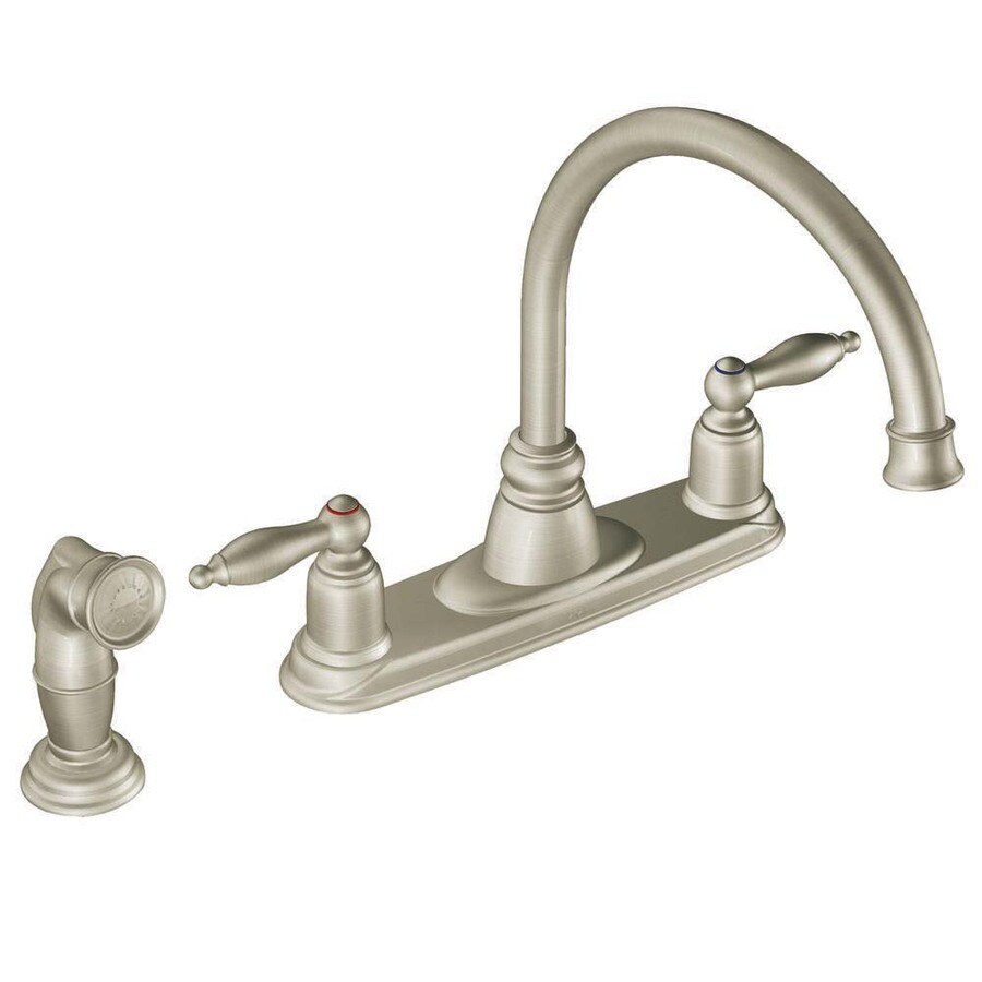 Moen 7905SL Castleby Stainless 2-Handle High-Arc Sink/Counter Mount Kitchen Faucet Side Spray Included