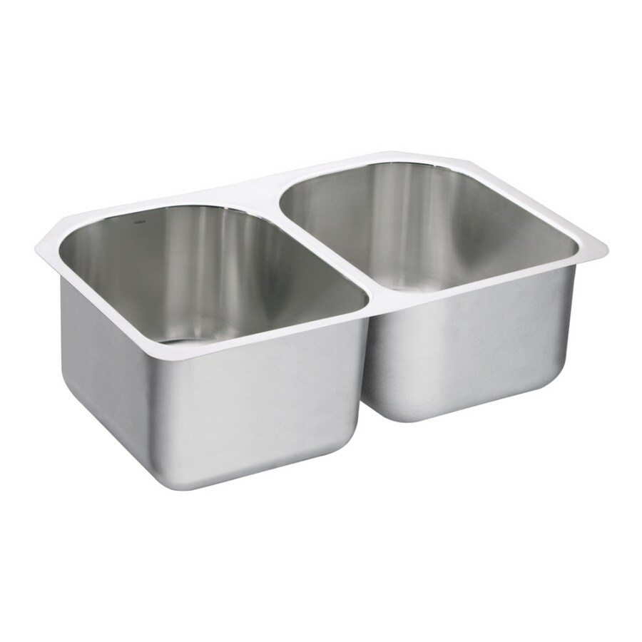 Moen Double Basin Stainless Steel Undermount Kitchen Sink At