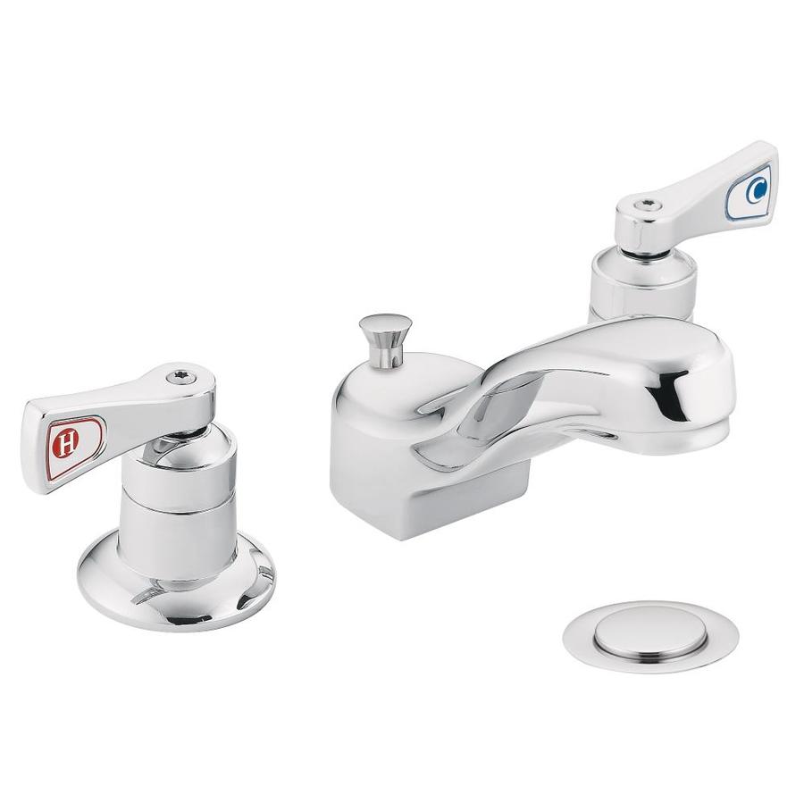 Moen MDura Chrome 2handle Widespread Bathroom Sink Faucet with Drain