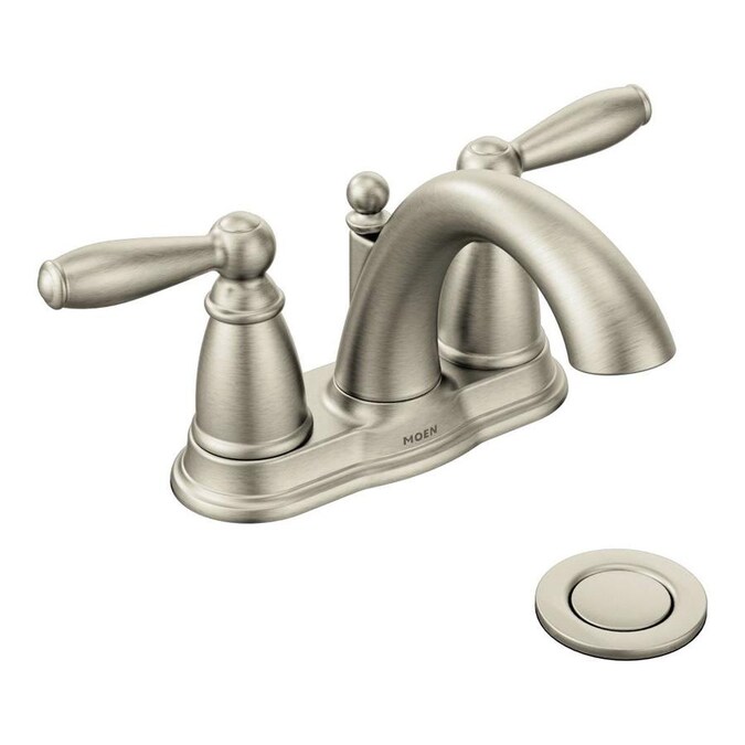 Moen Brantford Brushed Nickel 2 Handle, How To Remove Drain Plug From Moen Bathroom Sink