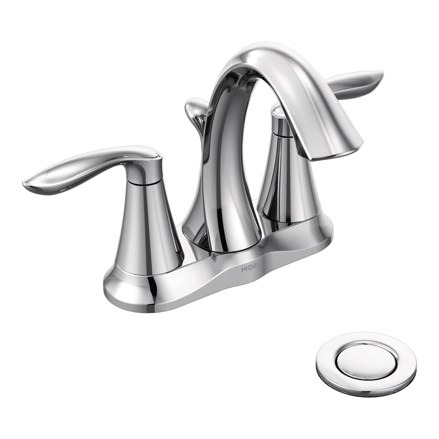 Moen Eva Chrome 2Handle 4in Centerset WaterSense Bathroom Sink Faucet with Drain at