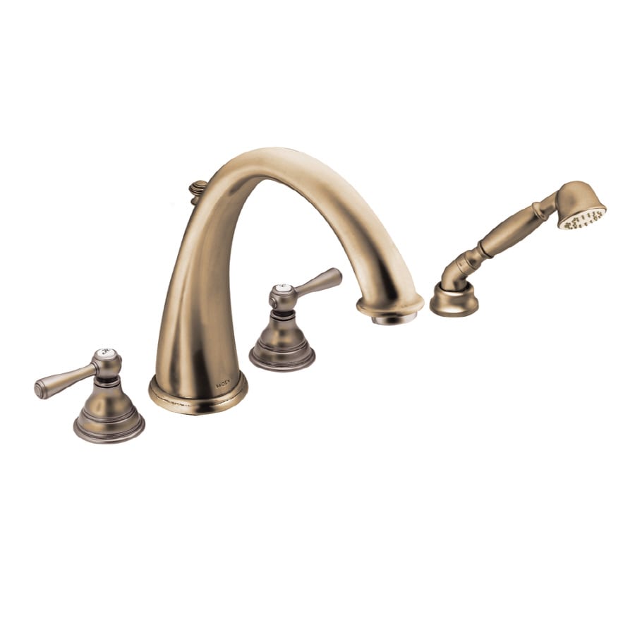 Moen Antique Bronze Kingsley Roman Tub Faucet with Hand Shower Trim Kit
